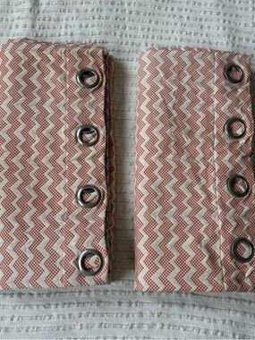 Crate & Barrel Reilly Chevron Curtain Panel Set of 2 Orange Beige 50 x 90 in